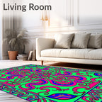Vibrant Pink Blue Green Swirl Rug