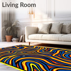 Vibrant Blue Yellow Orange Swirl Rug