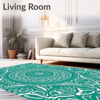 Emerald Green Radial Mandala Rug