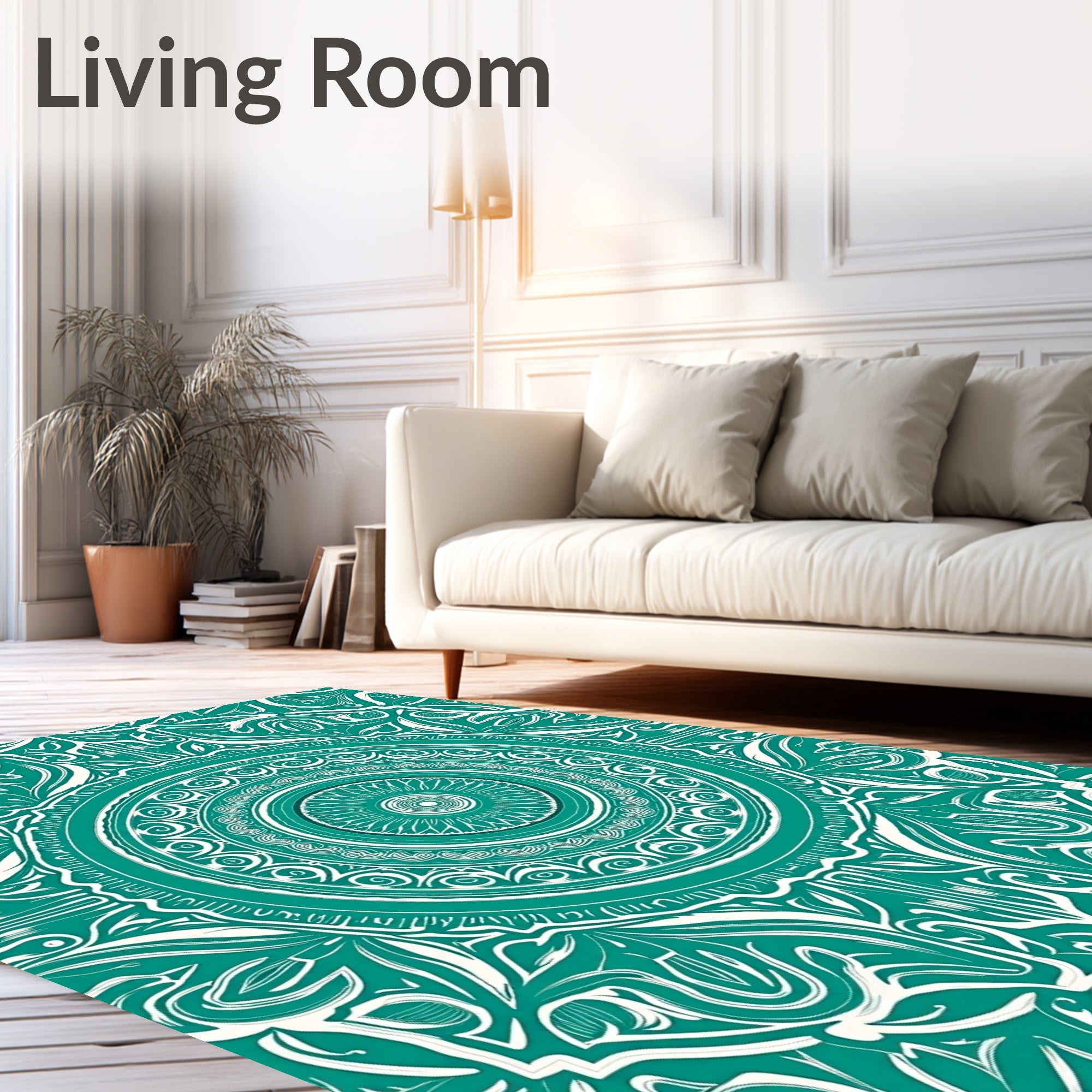 Emerald Green Radial Mandala Rug