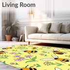 Yellow Floral Bee Garden Rug