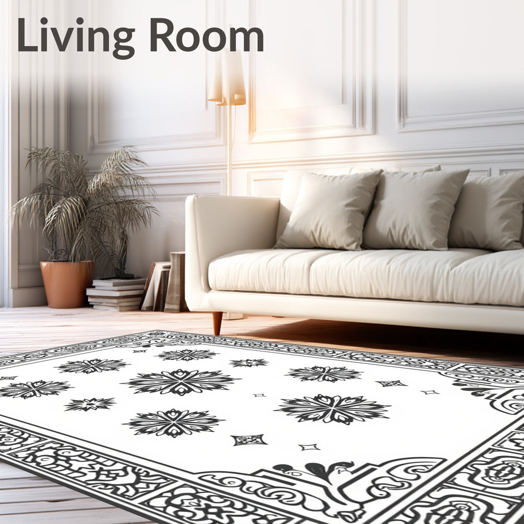 Ornate Starbursts In Elaborate Border Rug