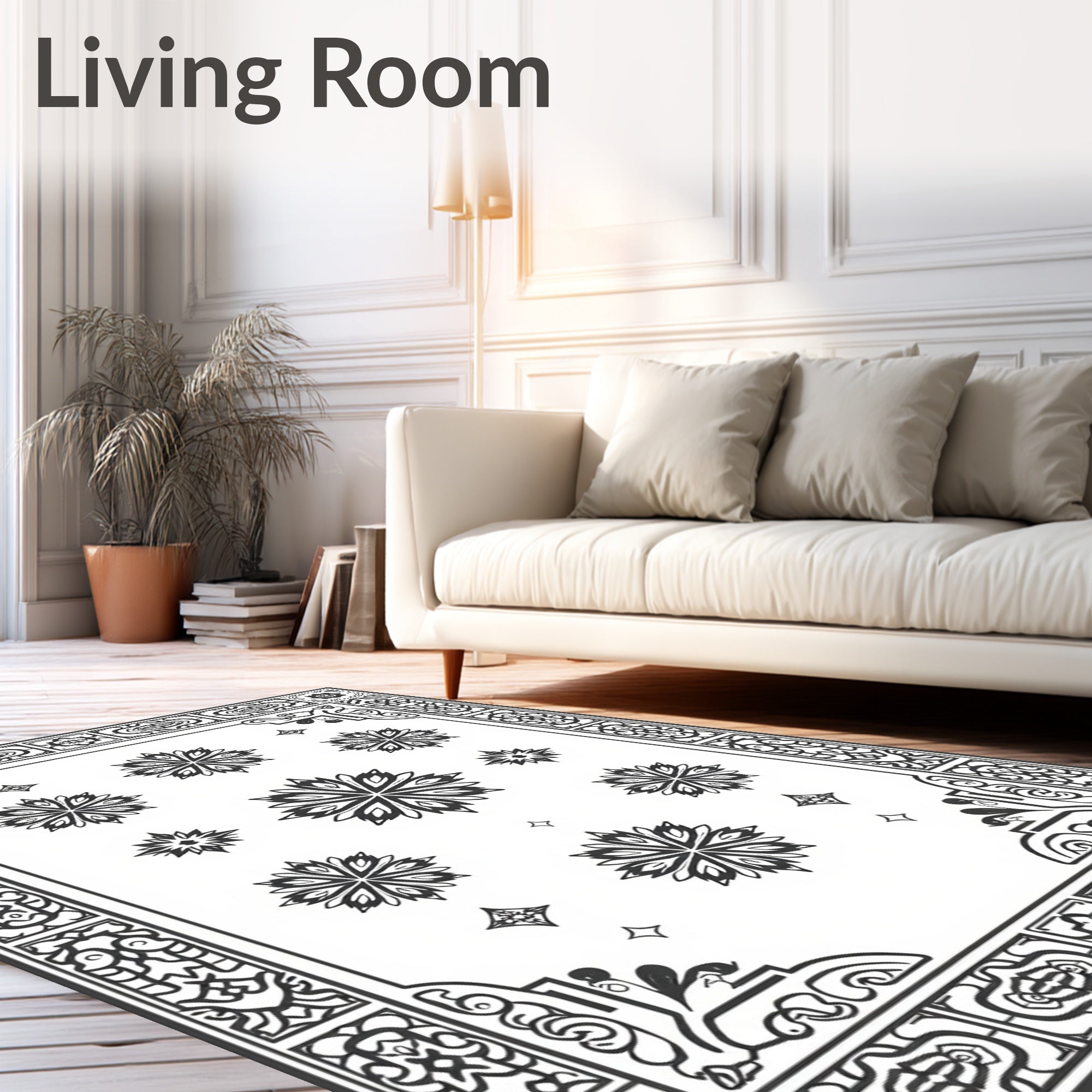 Ornate Starbursts In Elaborate Border Rug