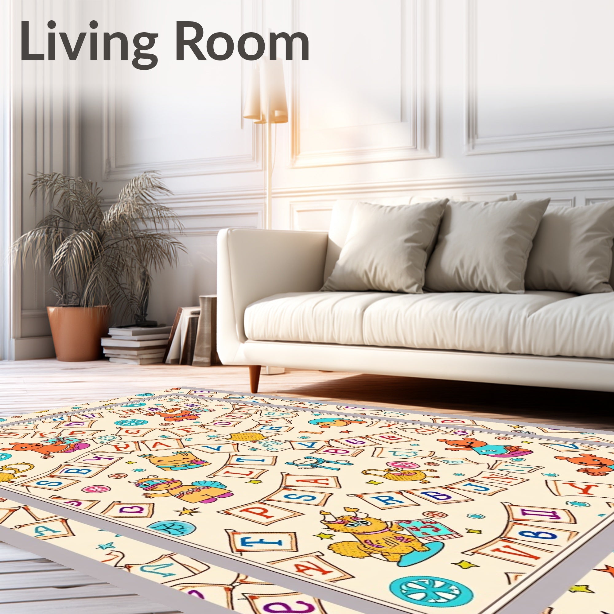 Playful Animals Alphabet Bunting Rug