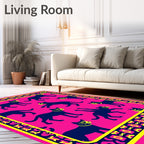 Vibrant Pink Black Cat Medley Rug