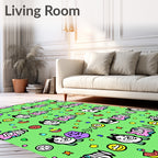 Whimsical Panda Zebra Cartoon Collision Rug