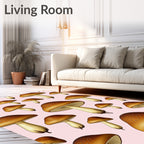 Brown Mushroom Botanical Illustration Background Rug