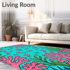 Pink Seahorse Coral Starburst Ocean Rug