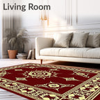 Crimson Mandalas and Floral Accents Rug