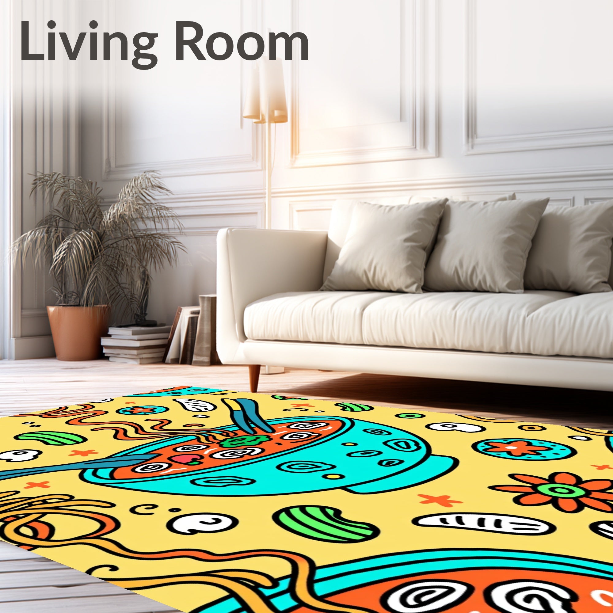 Whimsical Noodle Bowl Graphic Rug
