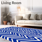 Bold Blue White Zigzag Accordion Rug