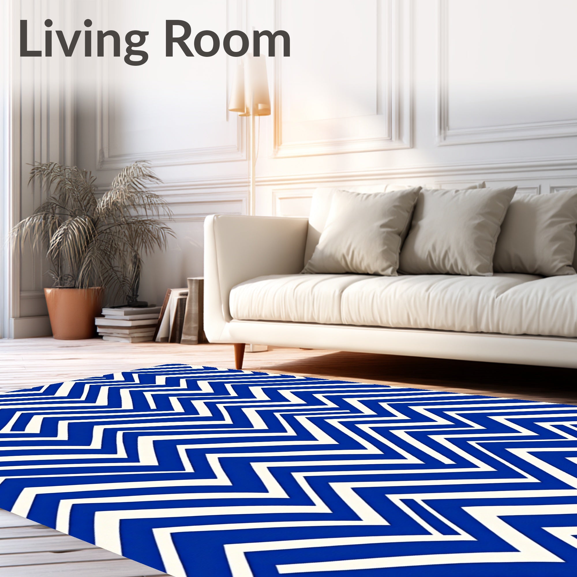 Bold Blue White Zigzag Accordion Rug