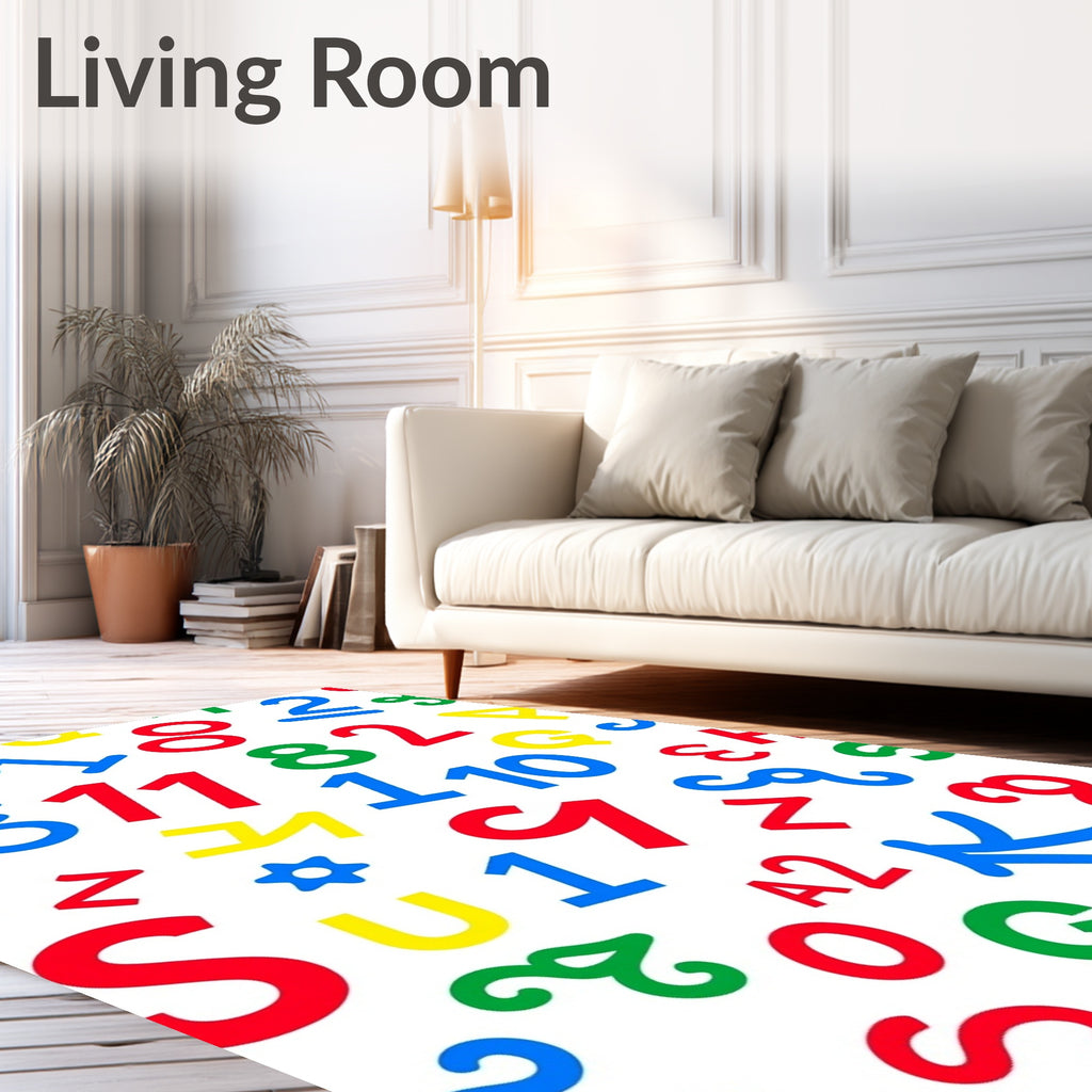 Playful Alphabet Numbers Collage Rug