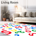 Playful Alphabet Numbers Collage Rug