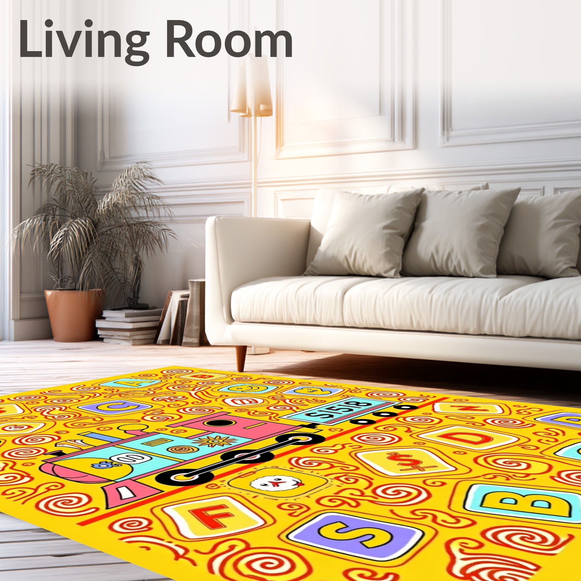 Whimsical Train Alphabet Fun Rug