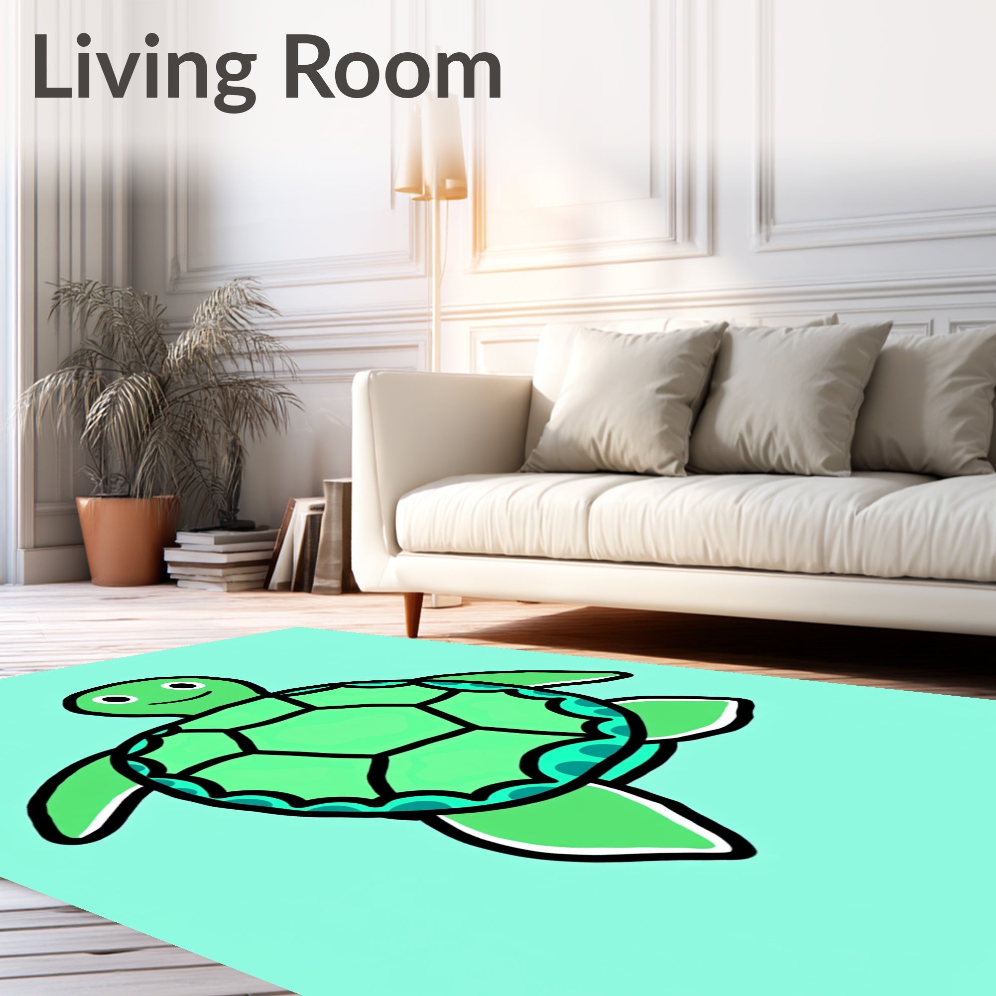 Cute Green Turtle Marine Life Rug