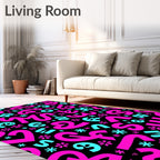 Funky Pink Blue Alphabet Flower Rug