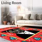 Festive Red Pug Tuxedo Holiday Trees Rug