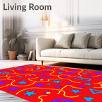 Playful Red Stars Hearts Numbers Rug