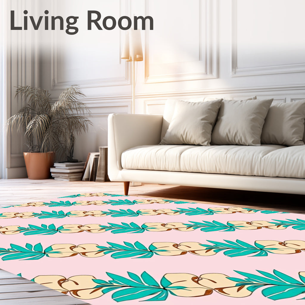 Pastel Pink Cotton Blossom Diagonal Rug