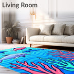 Playful Dolphins and Coral Reef Rug