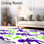 Purple Dancing Skeletons Lime Shapes Rug
