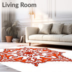 Orange Floral Sunburst Mandala Rug