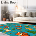 Cute Woodland Animals Playing Music Rug