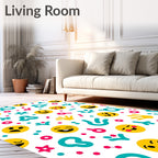 Yellow Emoji Collage Bright Fun Rug