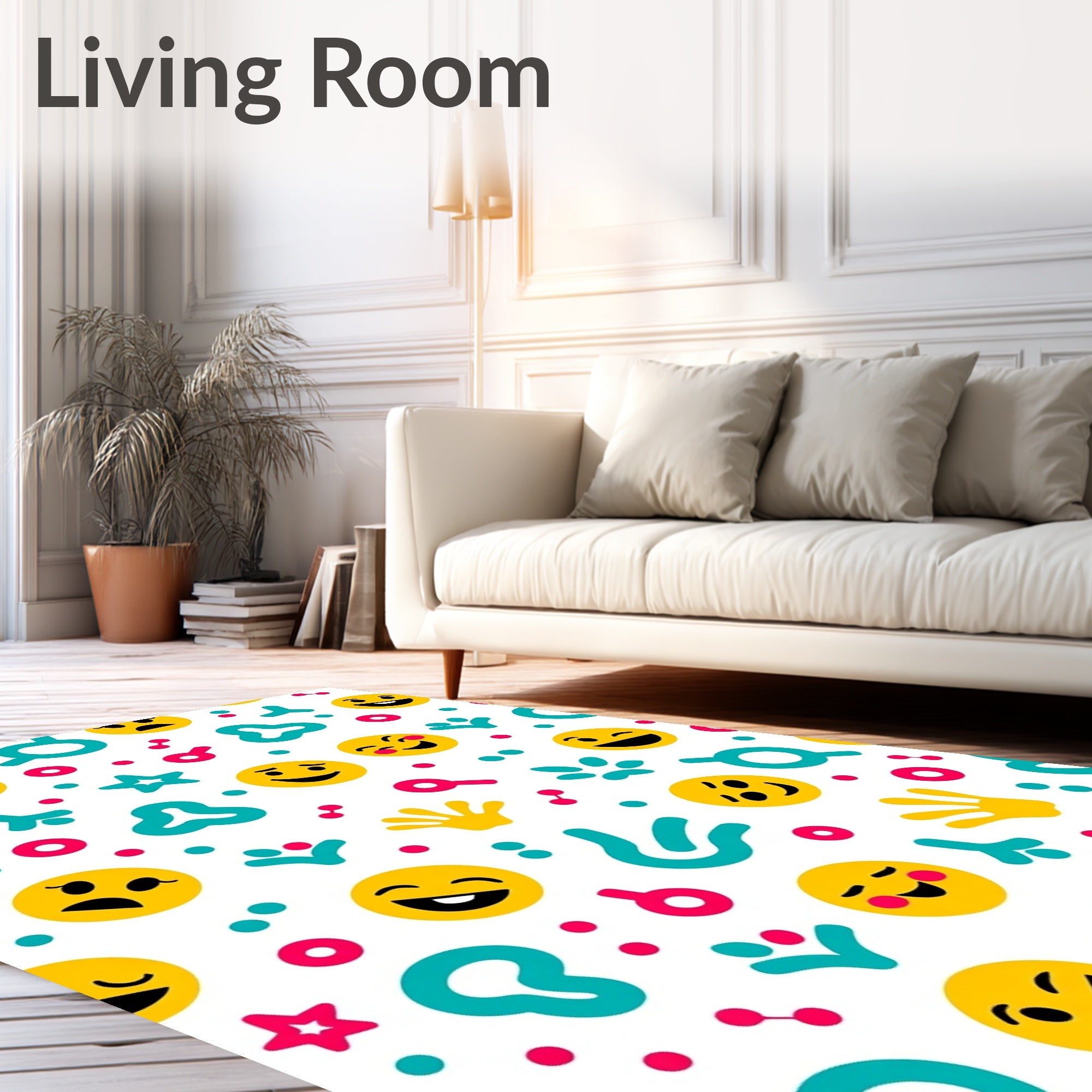 Yellow Emoji Collage Bright Fun Rug