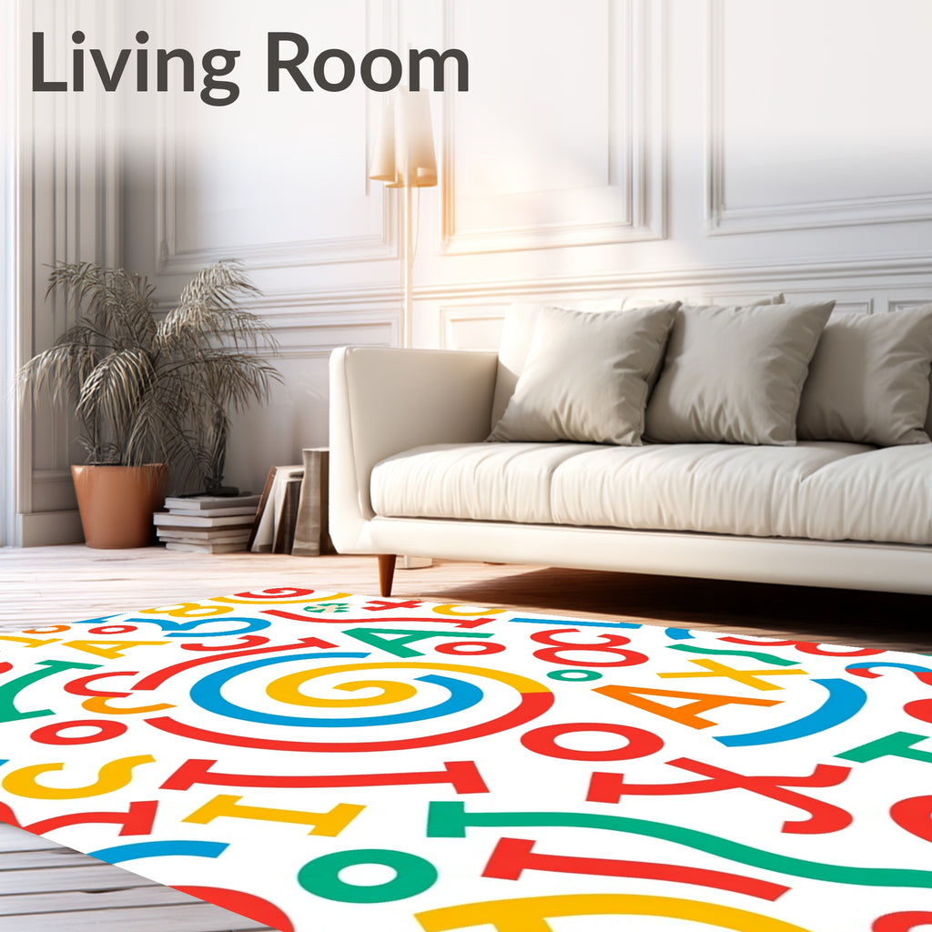 Primary Bright Alphabet Swirls Rug