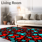 Red and Cyan Funky Cat Collage Rug