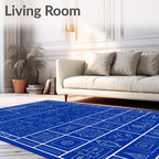 Schematic Blue Geometric Collage Rug