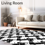 Black White Zig Zag Geometric Stripe Rug
