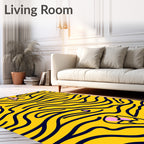 Bold Yellow Tiger Stripe Abstract Rug