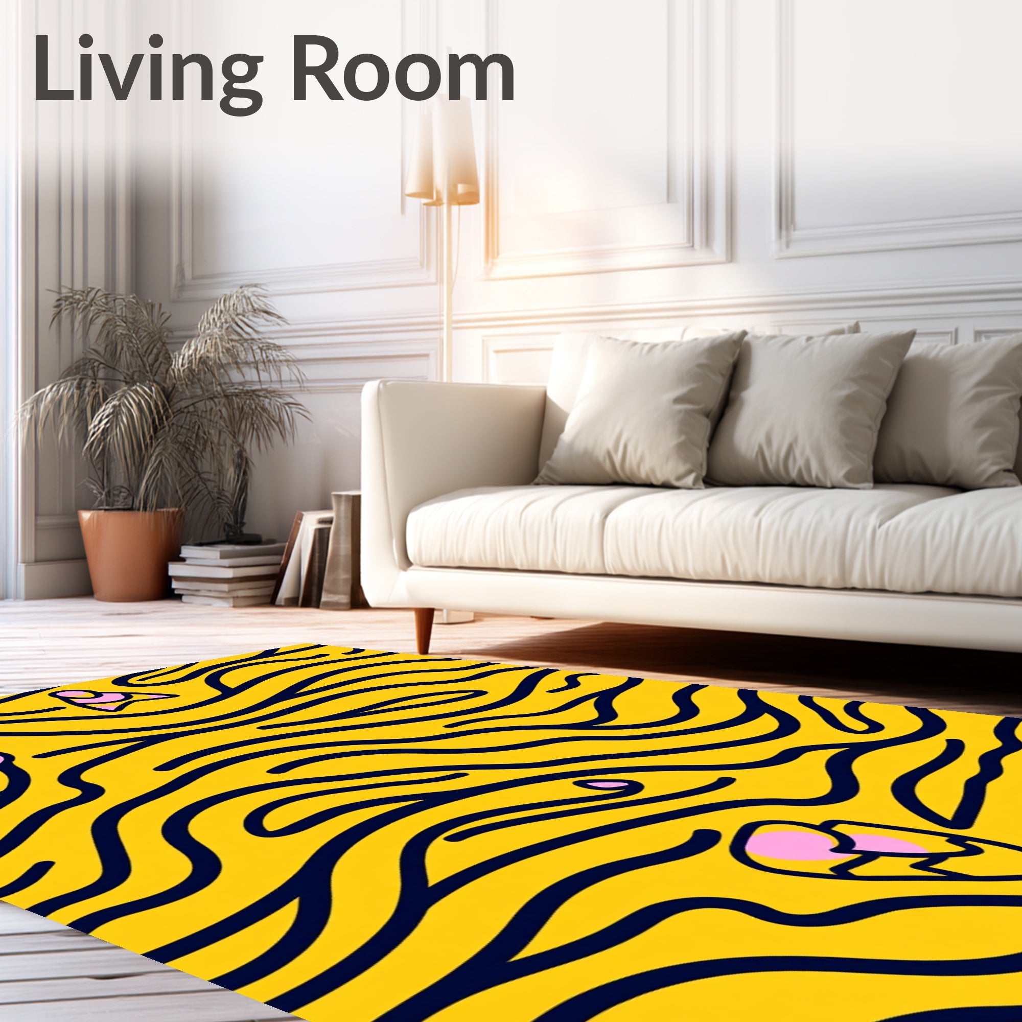 Bold Yellow Tiger Stripe Abstract Rug