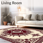 Crimson Vintage Medallion Border Rug