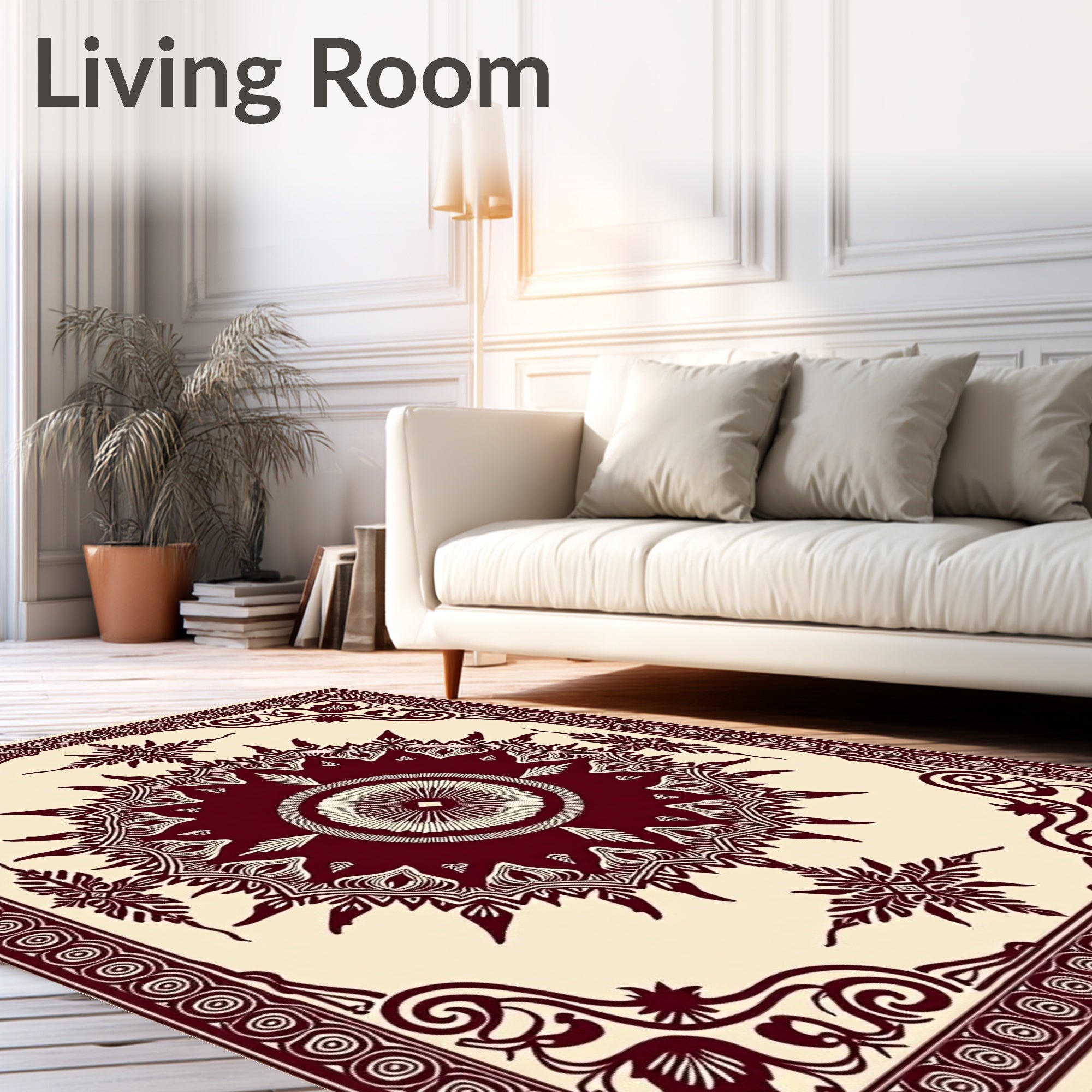 Crimson Vintage Medallion Border Rug