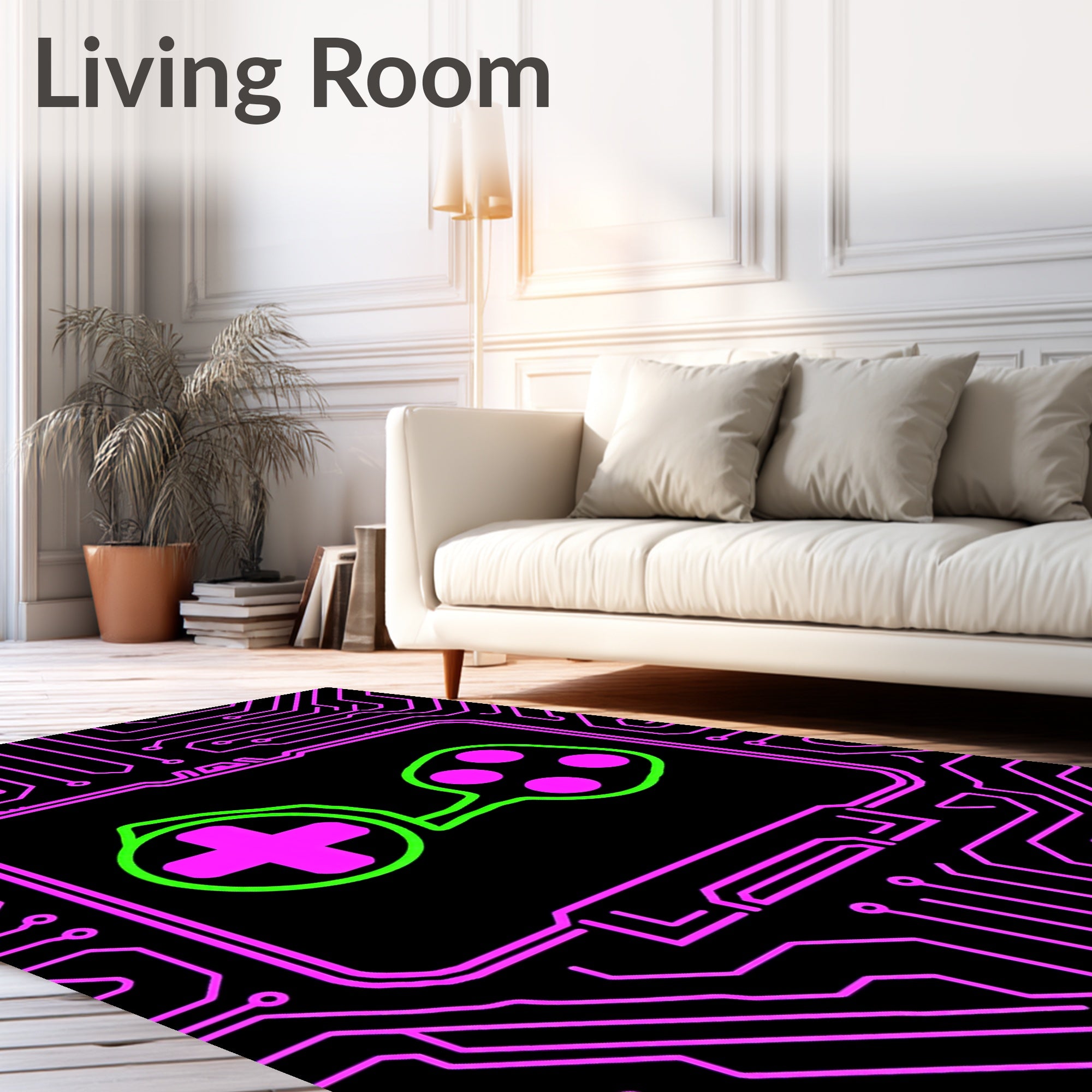 Neon Pink Circuit Board Controller Rug