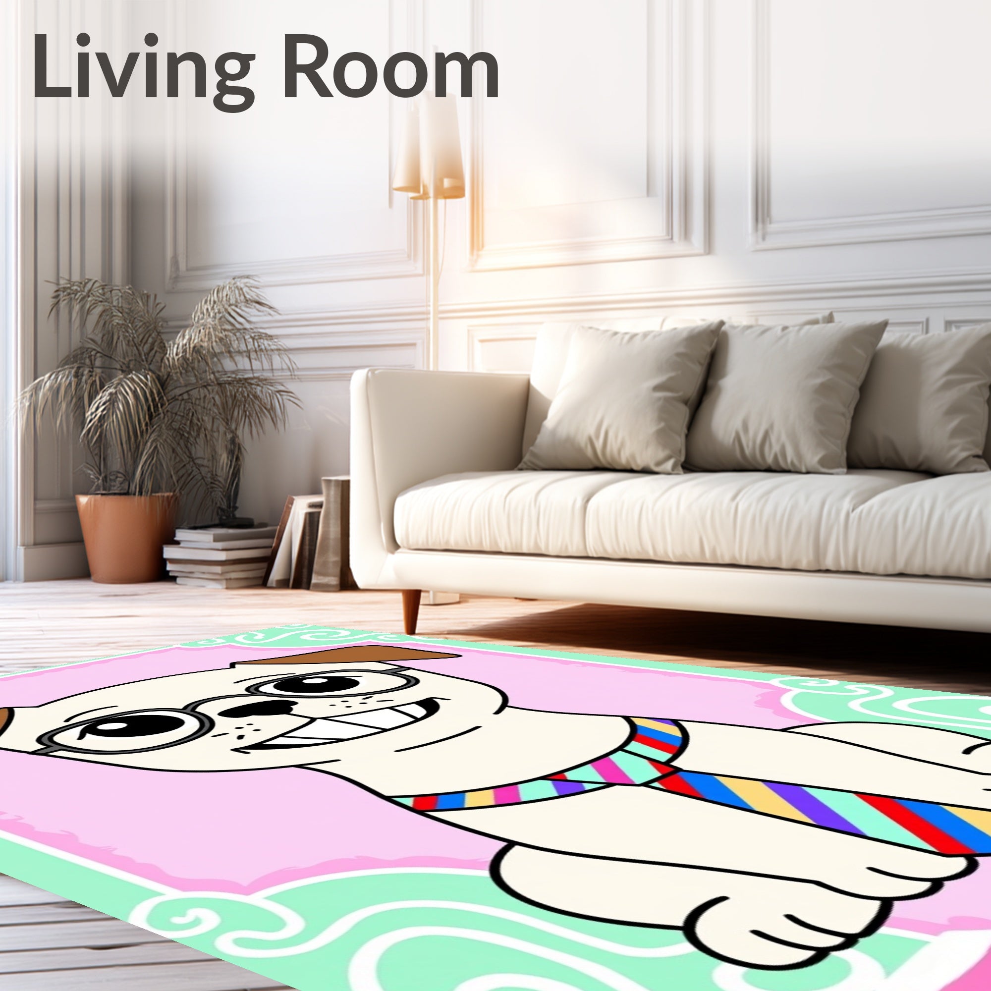 Whimsical Pug In Striped Tie Rug