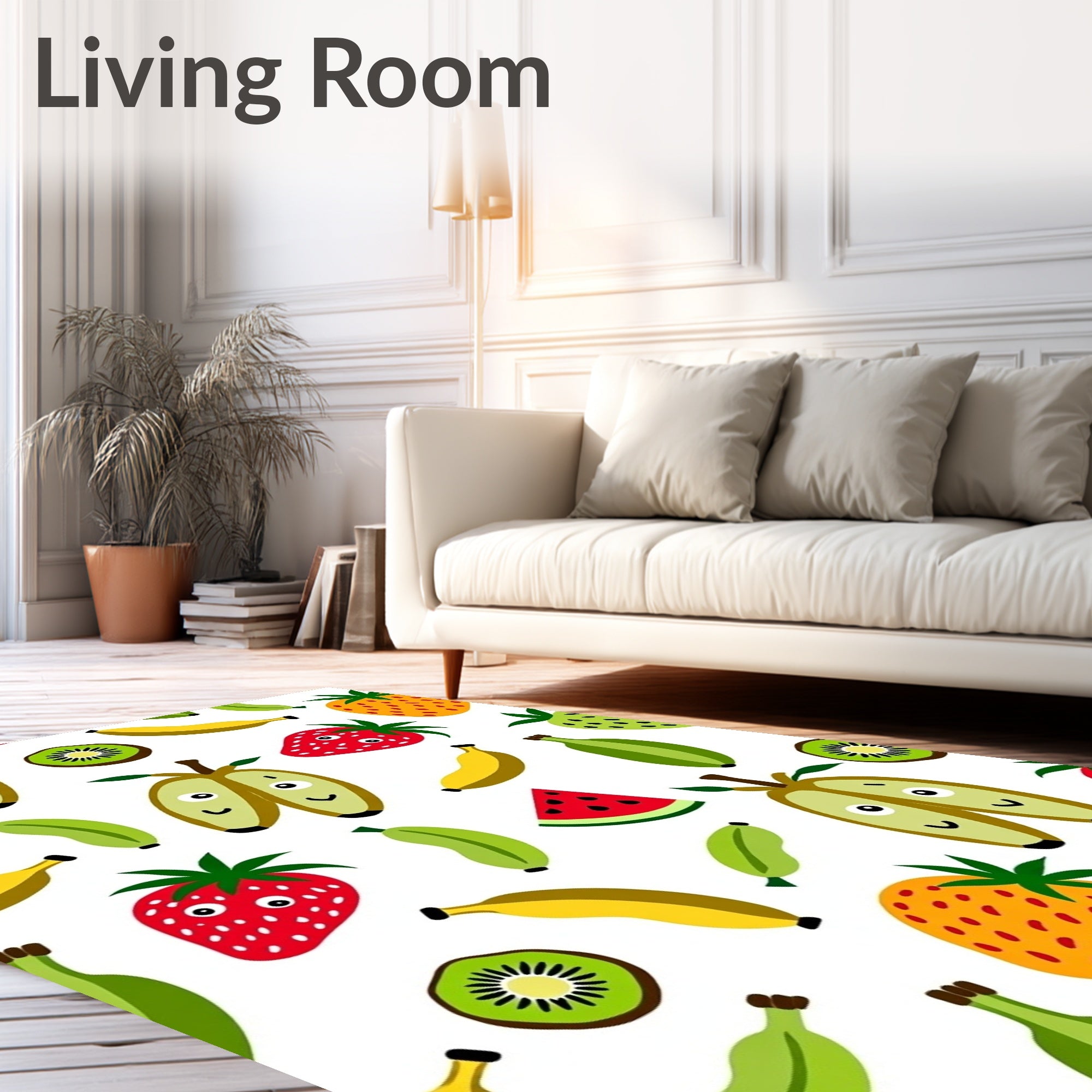 Whimsical Fruit Medley Red Green Yellow Rug