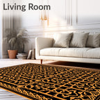 Bold Orange Geometric Lattice Rug