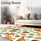 Whimsical Jungle Animals and Foliage Rug