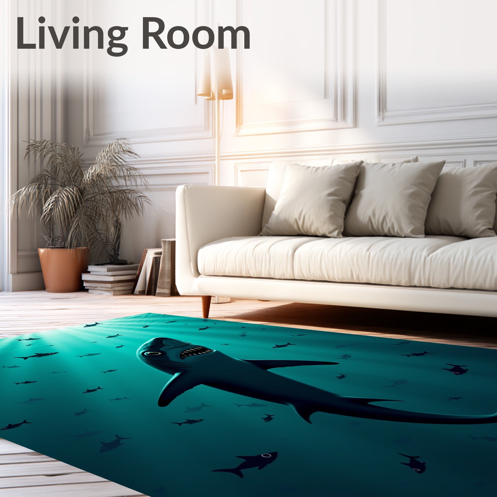 Deep Sea Shark School Swirl Rug