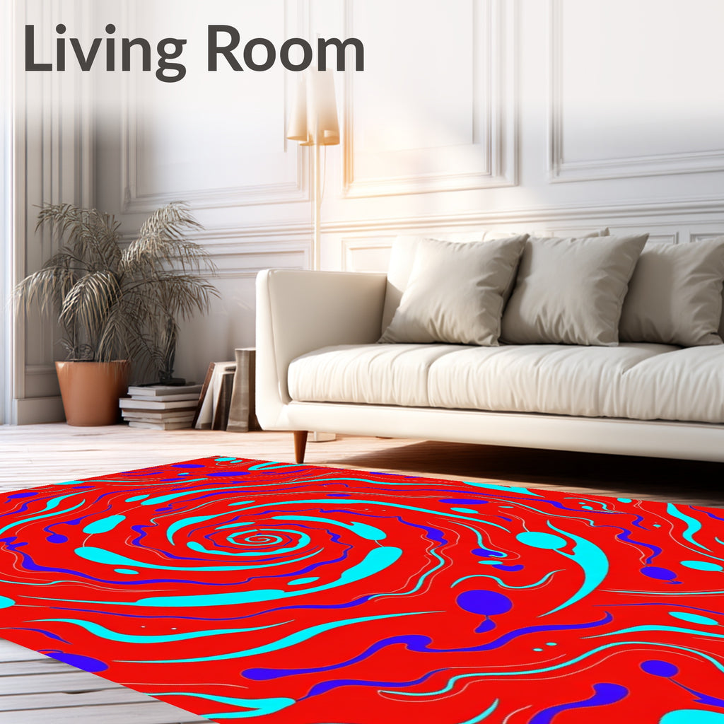 Red Teal Swirl Galaxy Rug