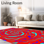 Red Teal Swirl Galaxy Rug