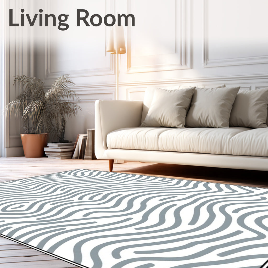 Gray Wavy Lines Abstract Texture Rug