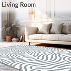 Gray Wavy Lines Abstract Texture Rug