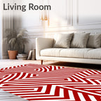Striking Red Labyrinth Lines Rug