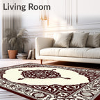 Deep Red Ornamental Centerpiece Arabesque Rug